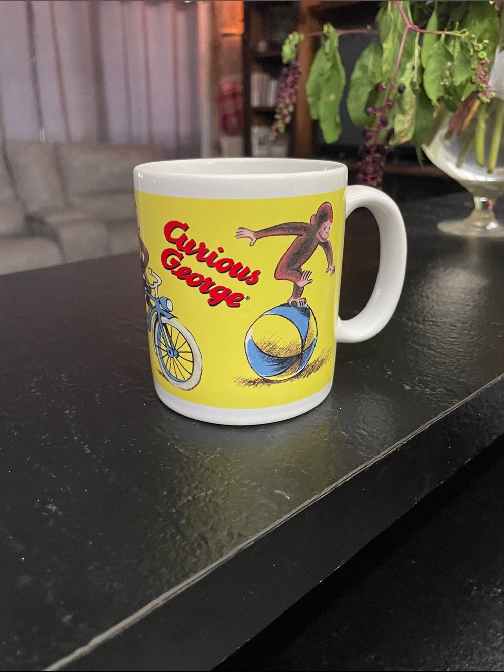 Yellow Ceramic Curious George Coffee Mug